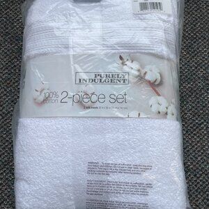 Purely Indulgent Oeko-Tex Bath Towel, White, Set of 2, NWT